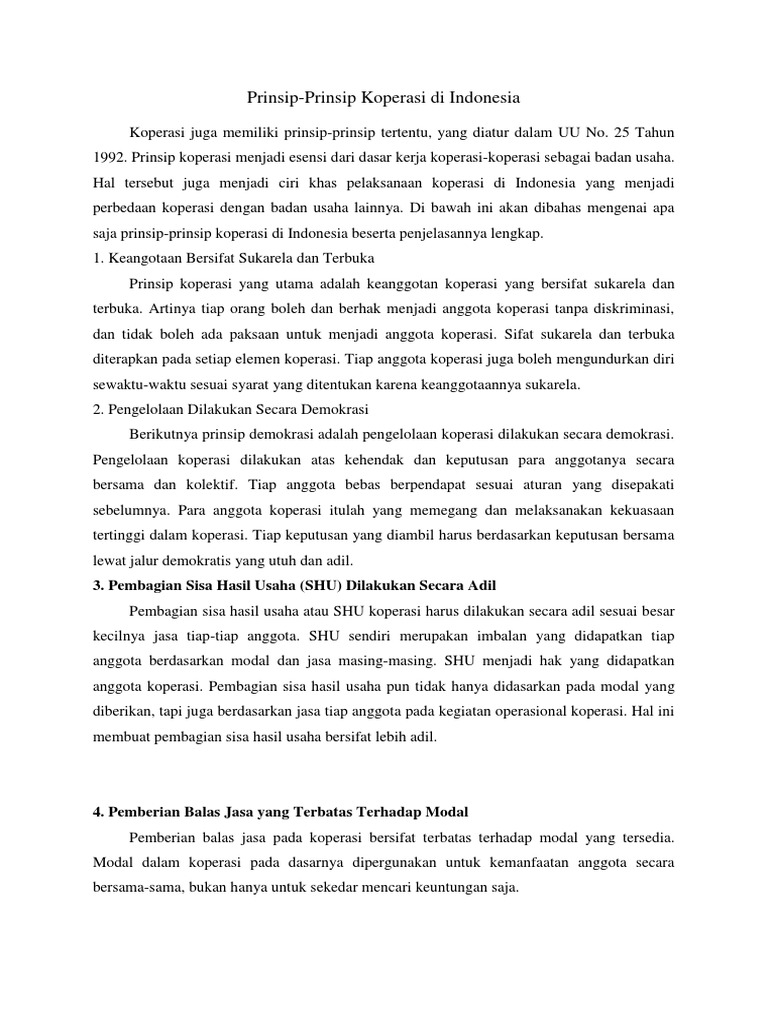 Prinsip Koperasi Di Indonesia Pdf