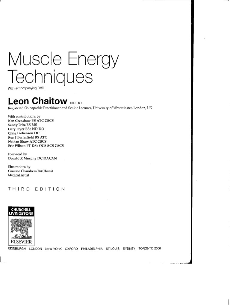 Muscle-Energy-Techniques-Chaitow 3rd Edition Need 4th PDF | PDF