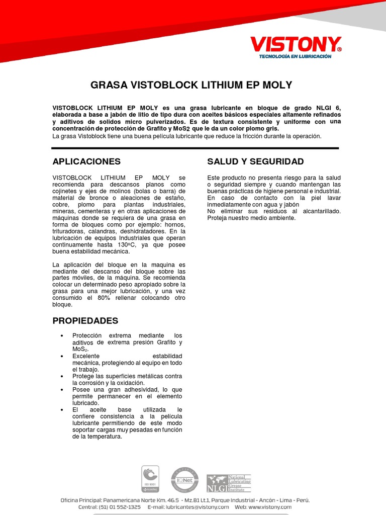 Grasa de Litio. Contiene aditivos EP (extrema presión)