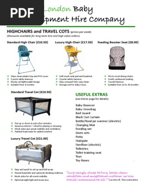 Travel Cots And Highchairs Pdf Pdf Motor Vehicle Land Vehicles