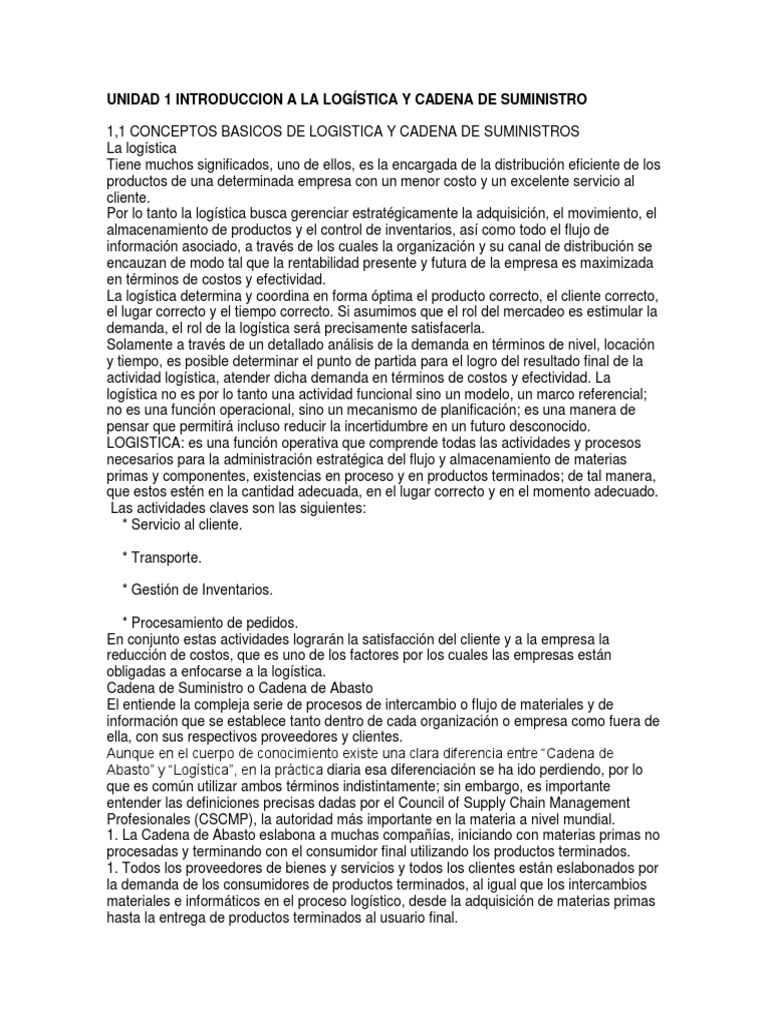 Introducción a Logística y Cadena de Suministro | PDF | Logística ...