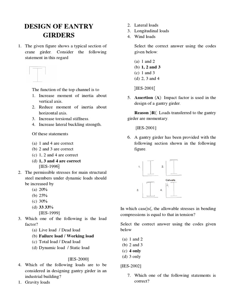 Design Considerations for Crane Gantry Girders Analyzing Load Types