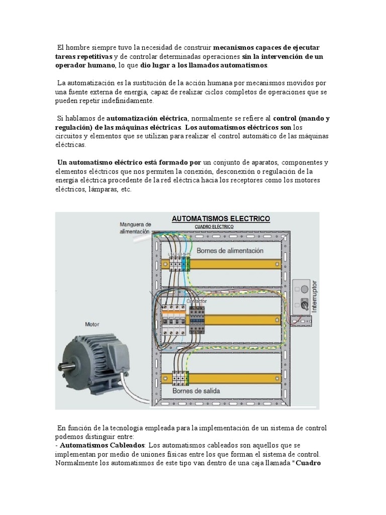 Los Cuadros Eléctricos en los Automatismos