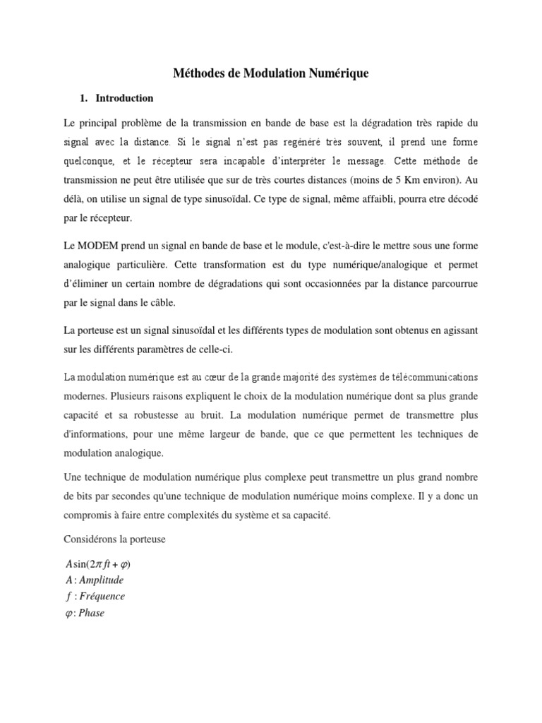 Modulation Numérique : ASK, FSK, PSK | PDF | Modulation ...