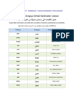 Turkce Arapca Ortak Kelimeler Listesi PDF