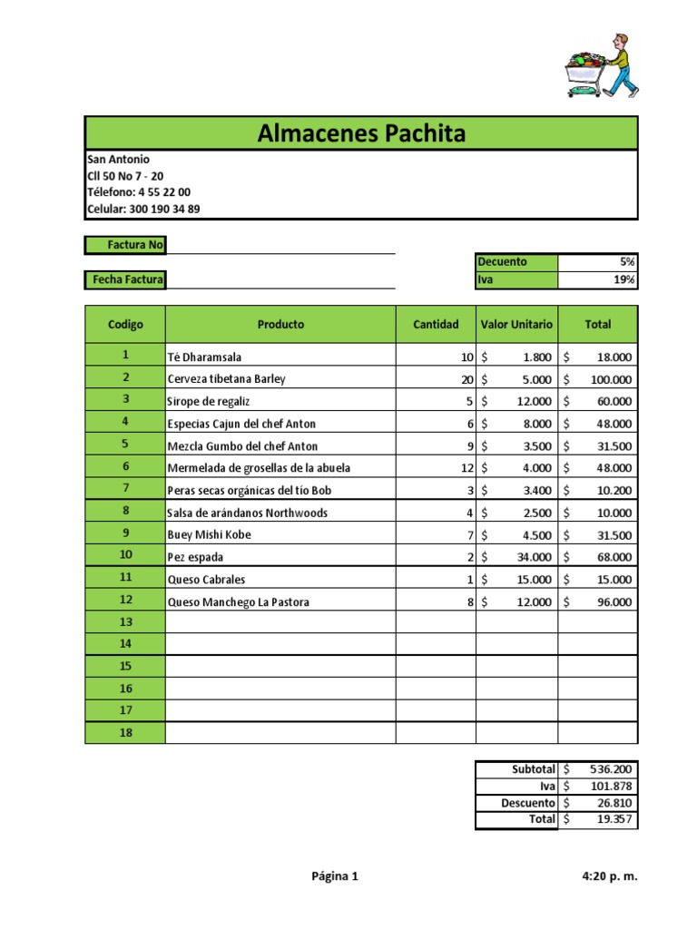 Ejercicio Factura Excel | PDF