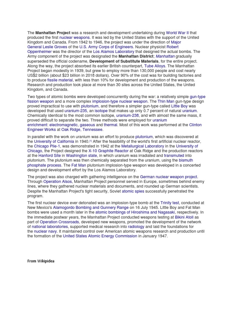 Overview of the Manhattan Project | PDF | Manhattan Project | Security