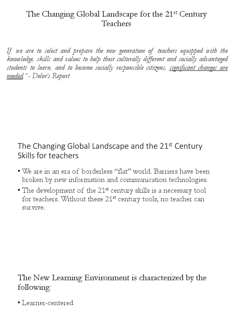 21st Century Teachers in a Global Landscape | PDF | Literacy ...