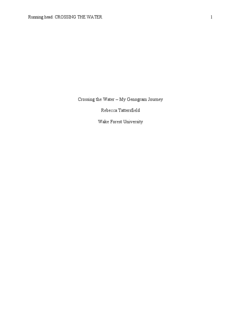 Genogram Journey Crossing The Water PDF Marriage Family