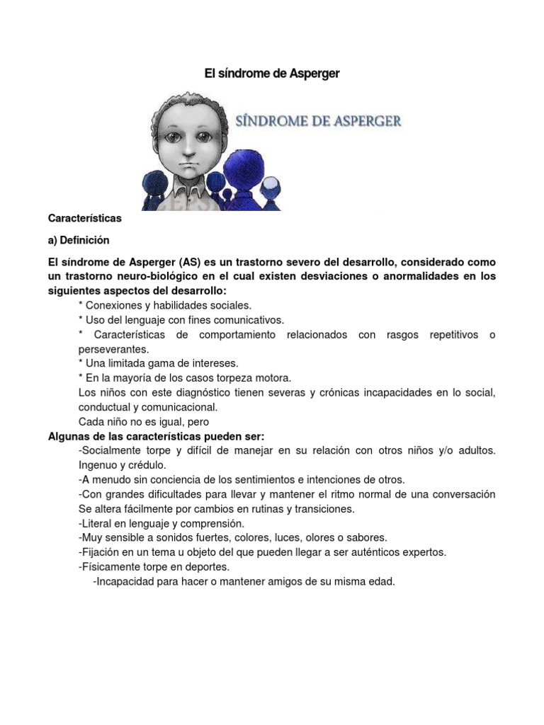 El Síndrome de Asperger | PDF | Síndrome de Asperger | Modificación de ...