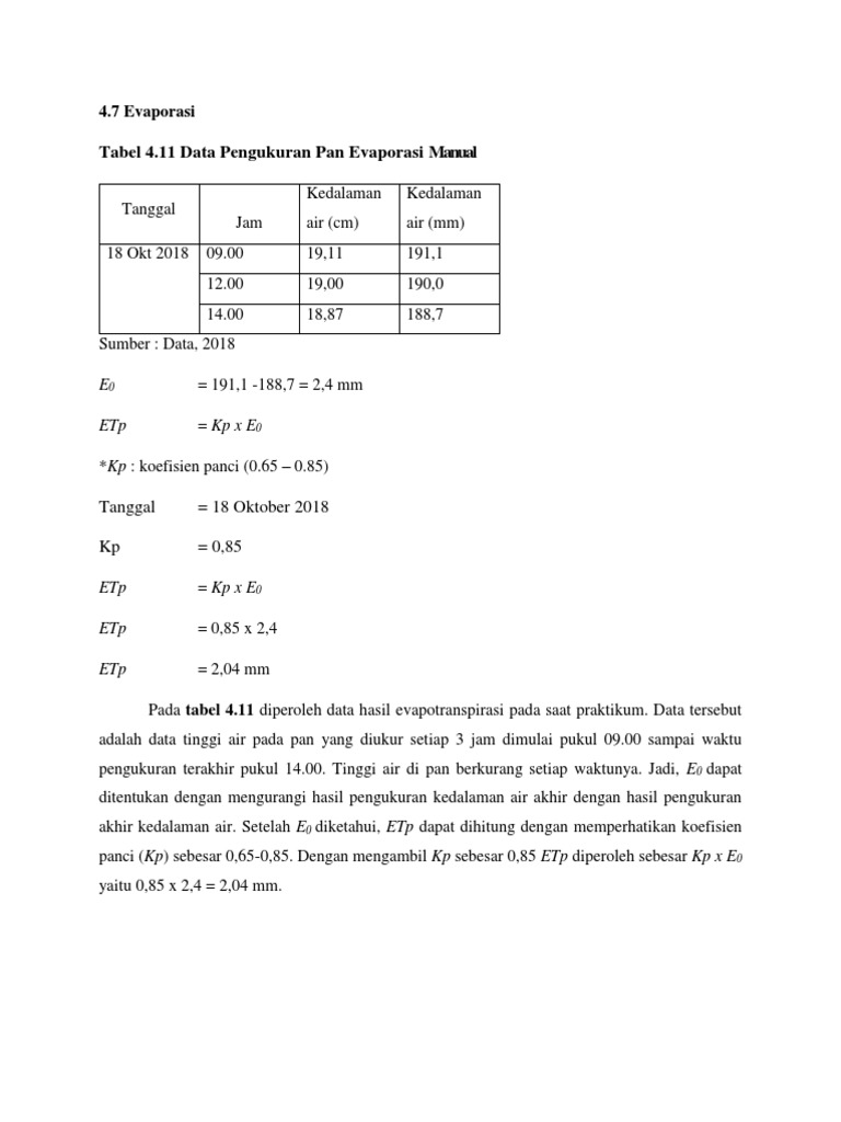 Evaporasi 2 Des 18 | PDF