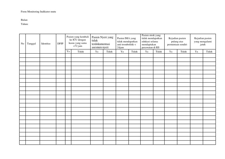 Form Monitoring Indikator Mutu ICU | PDF