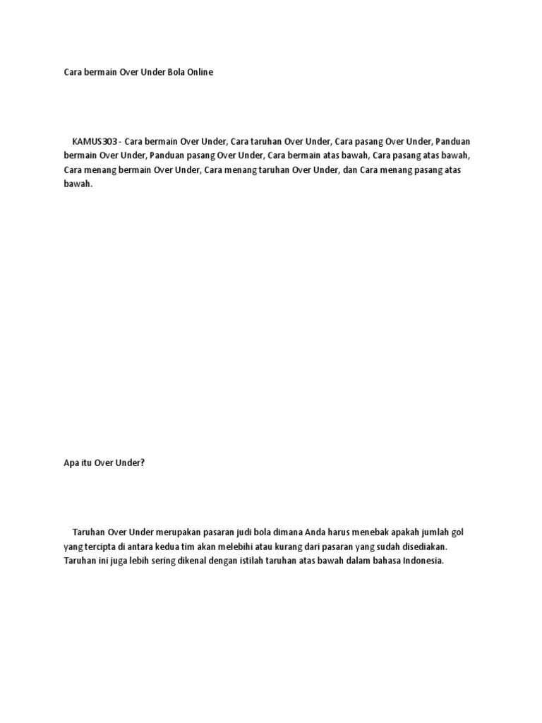 Cara Bermain Over Under Bola Online | PDF