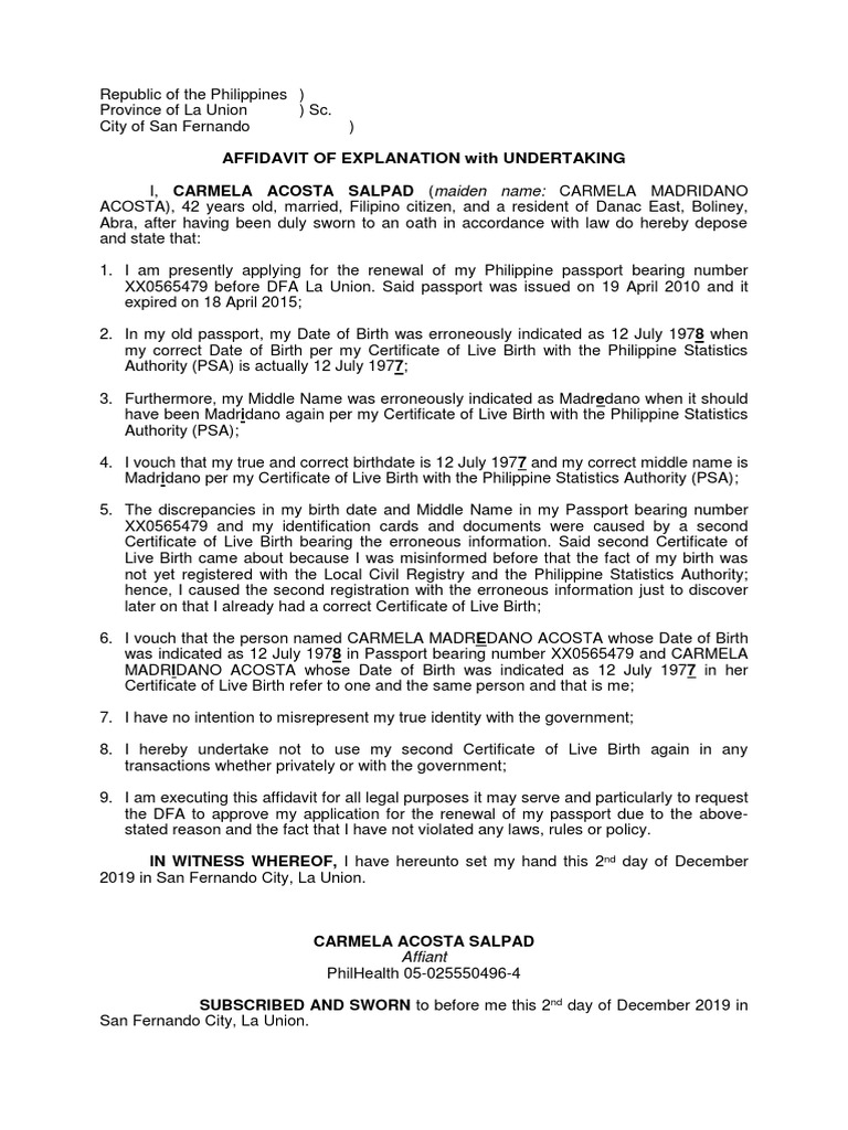 Request for Passport Renewal Due to Errors in Birthdate and Middle Name