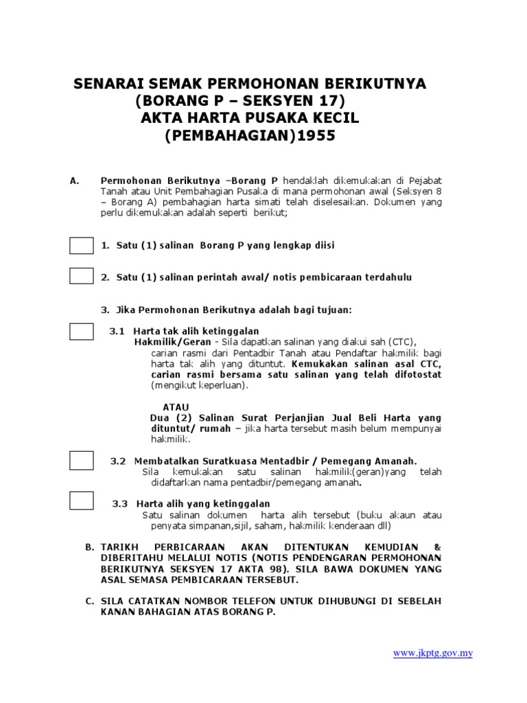 Senarai Semak Borang P Pdf