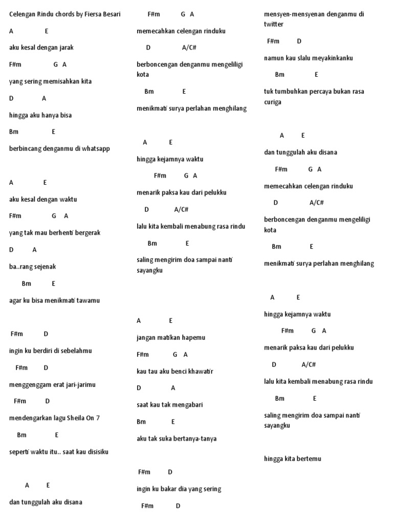 Celengan Rindu Chords by Fiersa Besari PDF