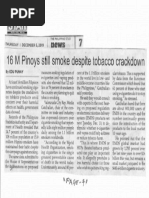 Philippine Star, Dec. 5, 2019, 16 M Pinoys Still Smoke Despite Tobacco Crackdown PDF