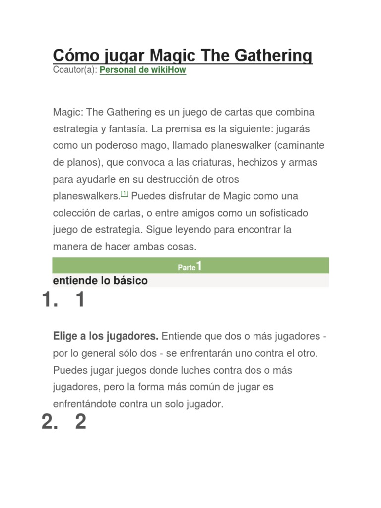 Cómo Jugar Magic The Gathering Pdf Ocio Deportes