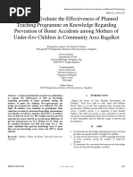 A Study To Evaluate The Effectiveness of Planned Teaching Programme On Knowledge Regarding Prevention of Home Accidents Among Mothers of Under-Five Children in Community Area Bagalkot