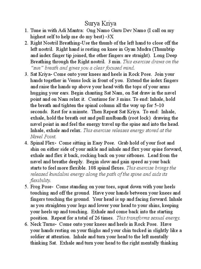 Surya Kriya Pdf Pdf Breathing Hand