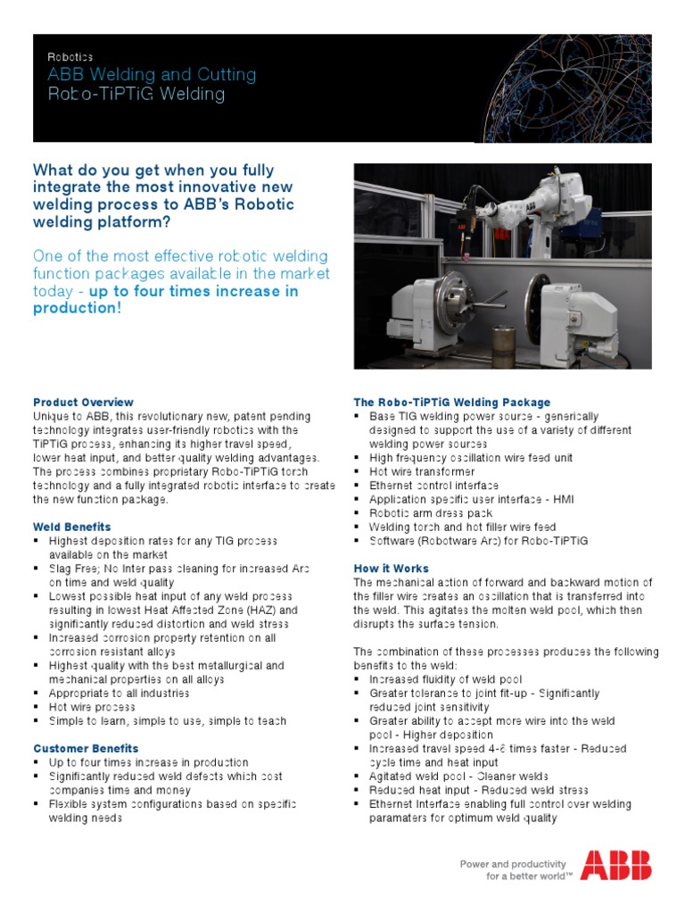 Robo TiPTiG Data Sheet Final | PDF | Welding | Construction