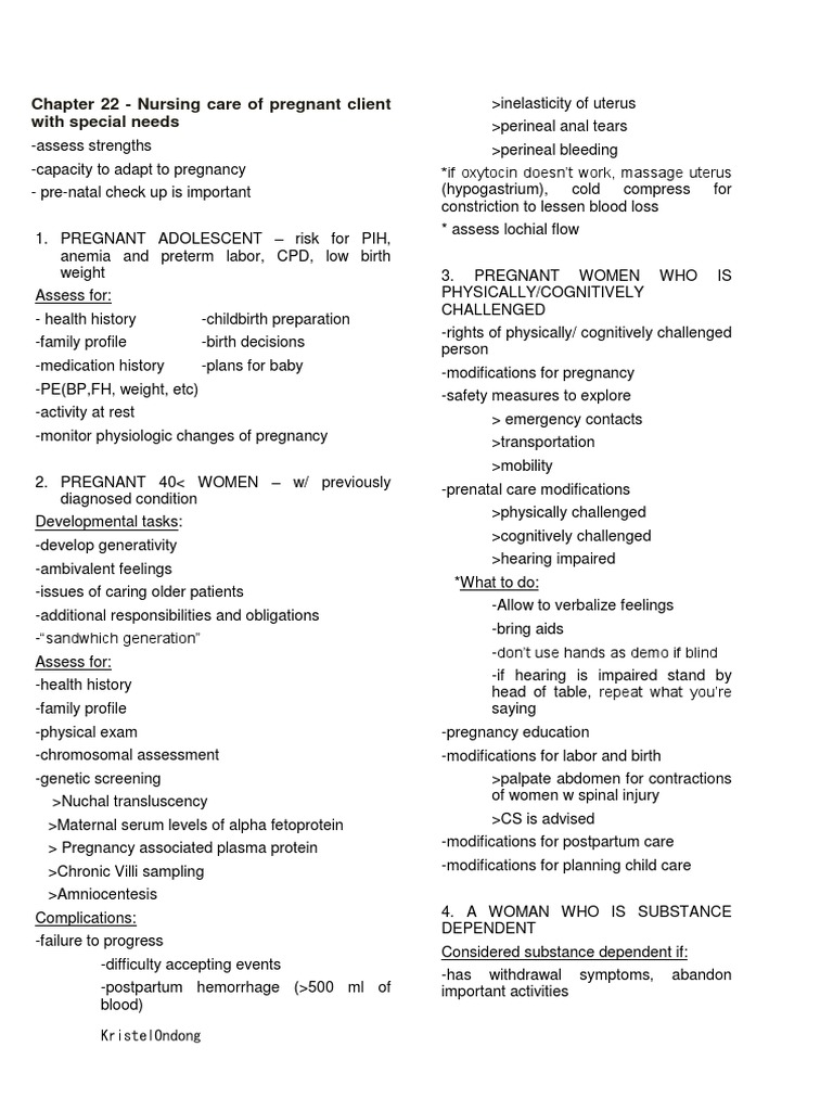Antenatal Care for Special Needs Pregnancies | PDF | Pregnancy ...