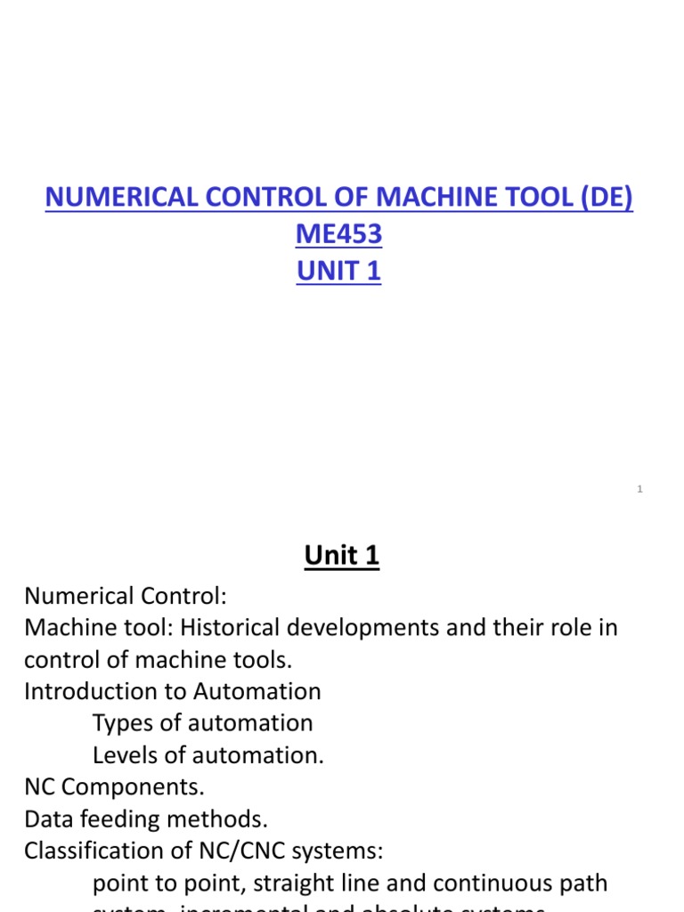 Unit 1 PDF | PDF | Numerical Control | Automation