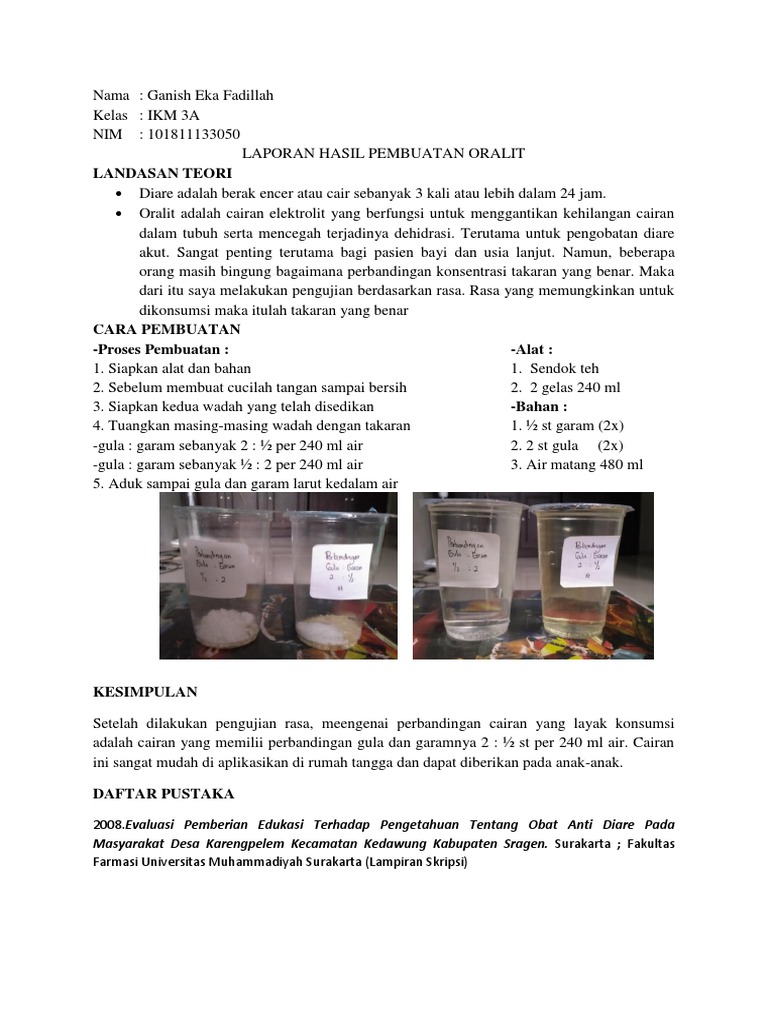 Takaran dan Cara Membuat Oralit | PDF | Memasak, Makanan, & Anggur ...