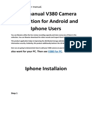 Tot oosten Document User Manual V380 Camera Application For Android and Iphone Users | PDF | Wi  Fi | I Phone