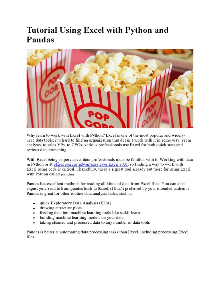 Tutorial Using Excel With Python and Pandas | Download Free PDF ...