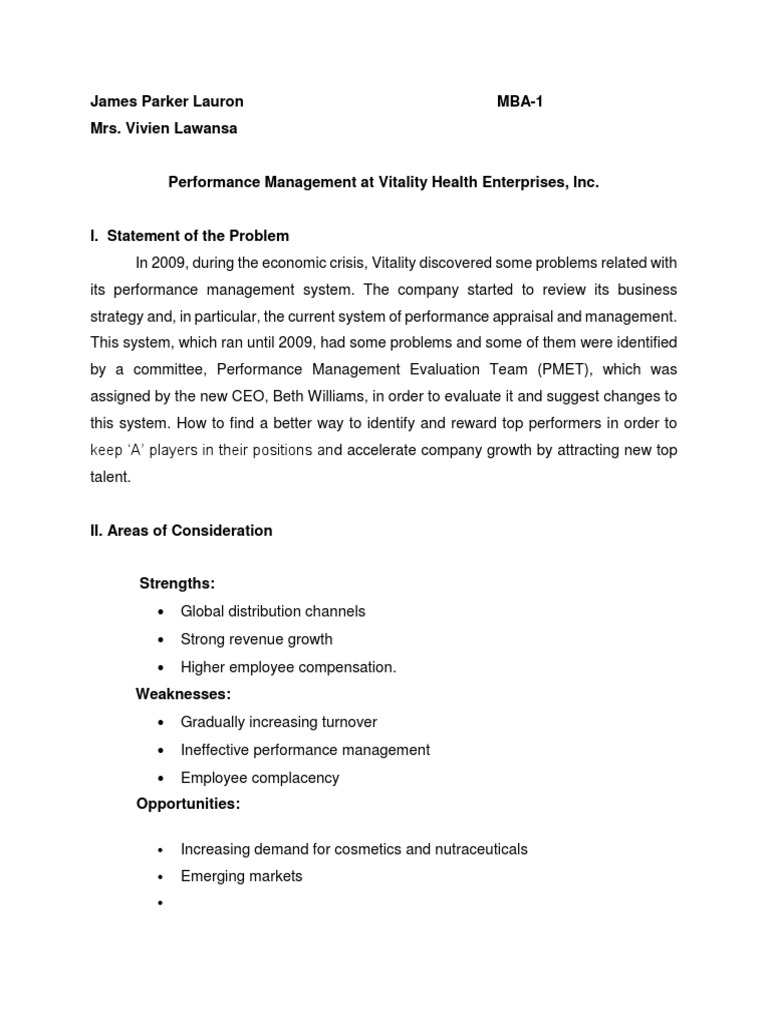 Revamping Performance Management at Vitality | PDF | Performance ...