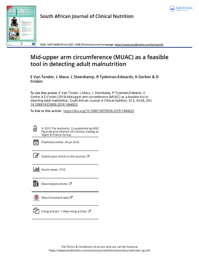 Mid Upper Arm Circumference MUAC As A Feasible Tool in Detecting Adult ...