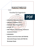 Ejercicios de Matrices y Sistema de Ecuaciones Lineales