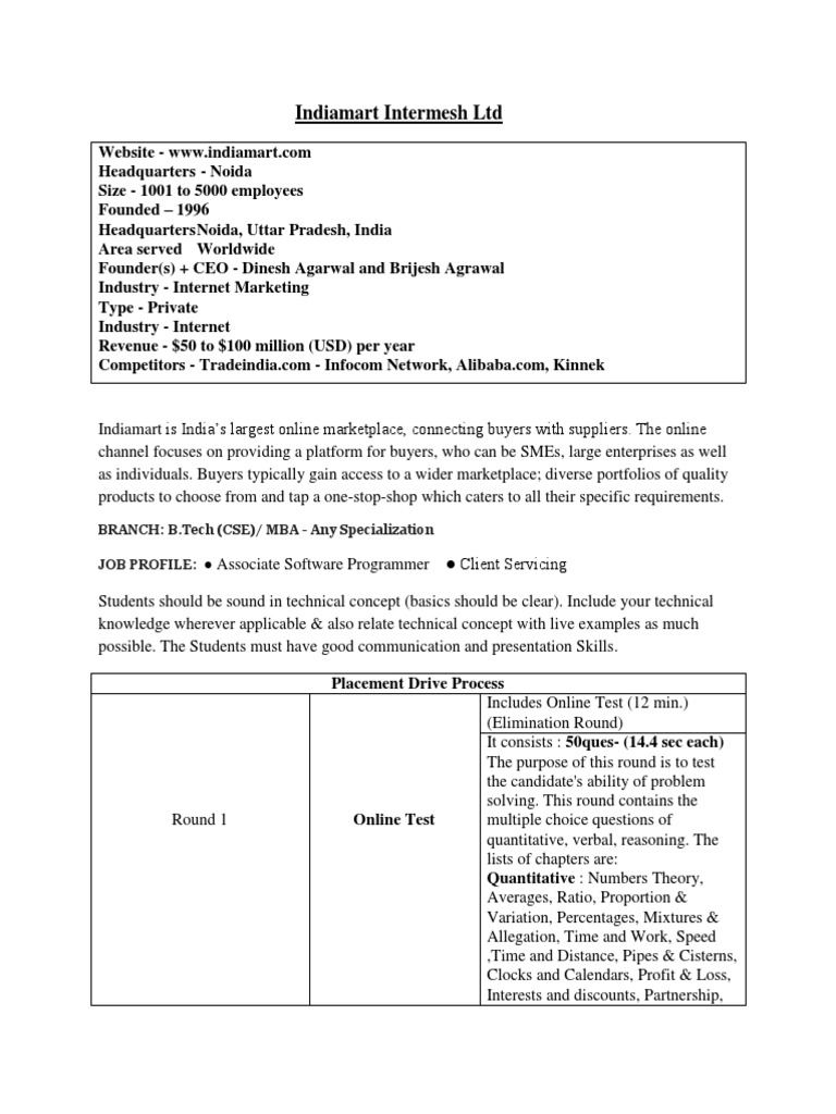 Indiamart Intermesh Ltd: Careers Overview | PDF | Internet | Science
