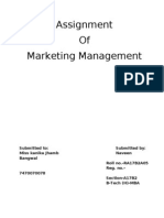 Assignment of Marketing Management