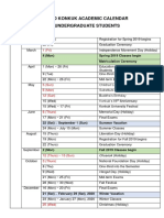 2019 Academic Calendar