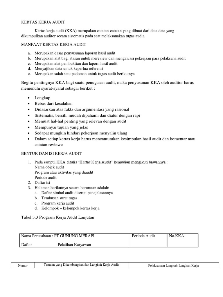 Manfaat Kertas Kerja Audit