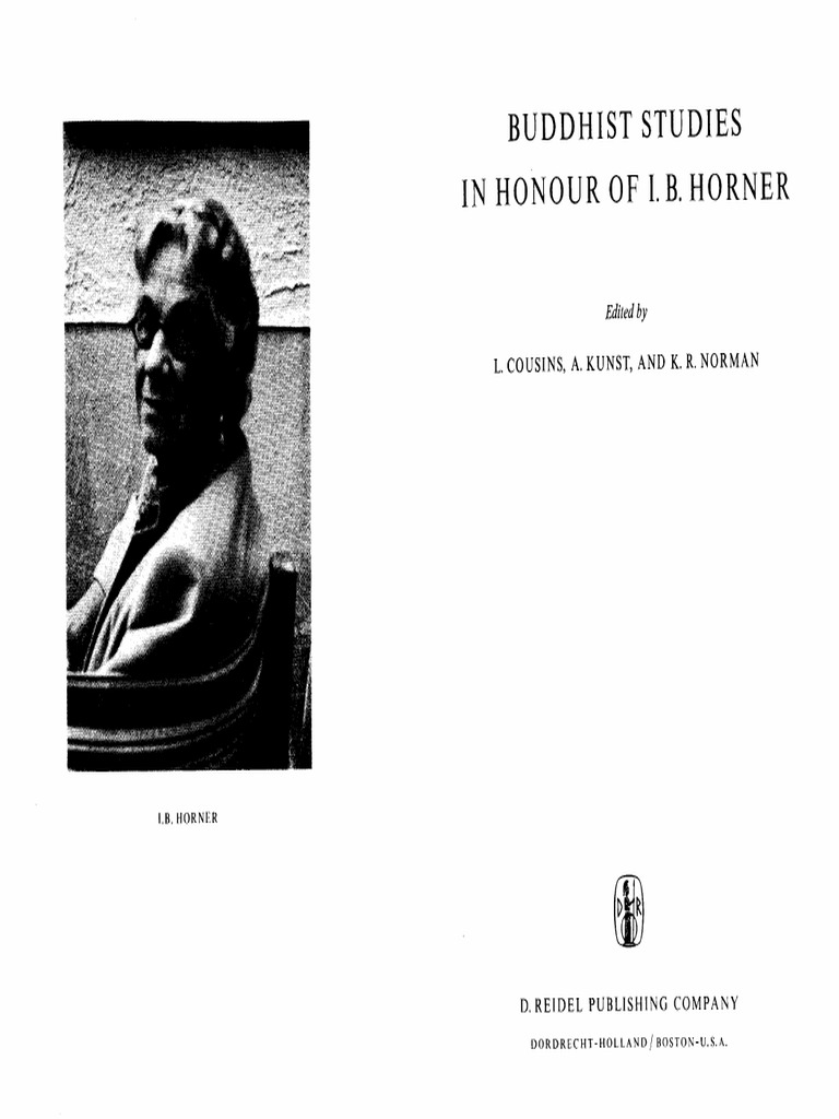 Cousins - Buddhist Studies in Honour of I - B - Horner PDF | PDF