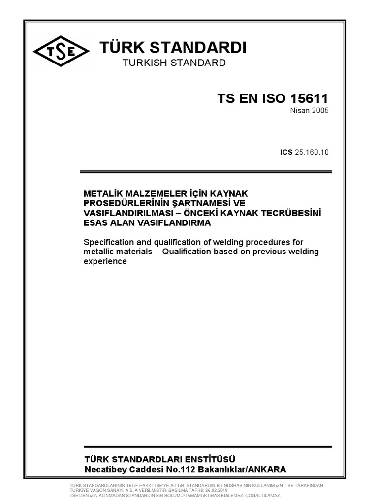 TS en Iso 15611 PDF | PDF