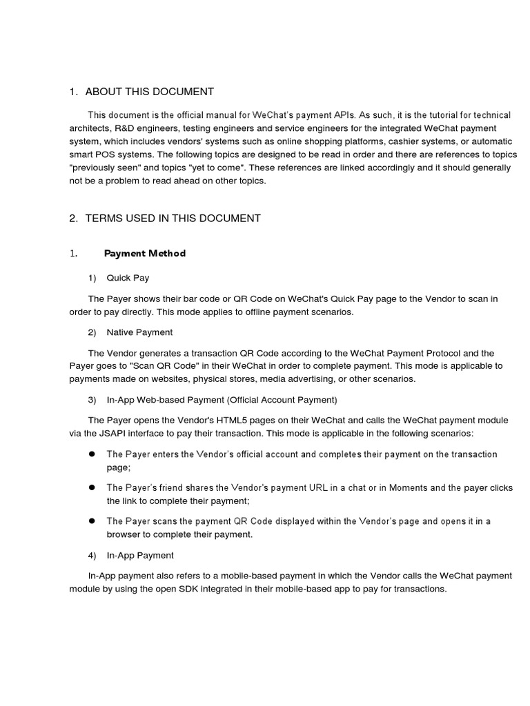 WeChat Payment API (OverseasCommonModeV1.3) | PDF | We Chat | Point Of Sale