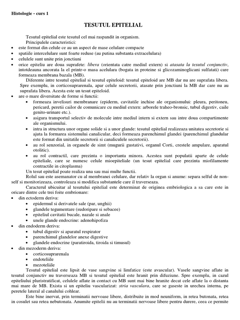 Histologie Cursuri PDF | PDF