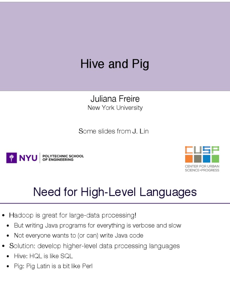 Hive and Pig: High-Level Hadoop Languages | PDF | Apache Hadoop | Table ...