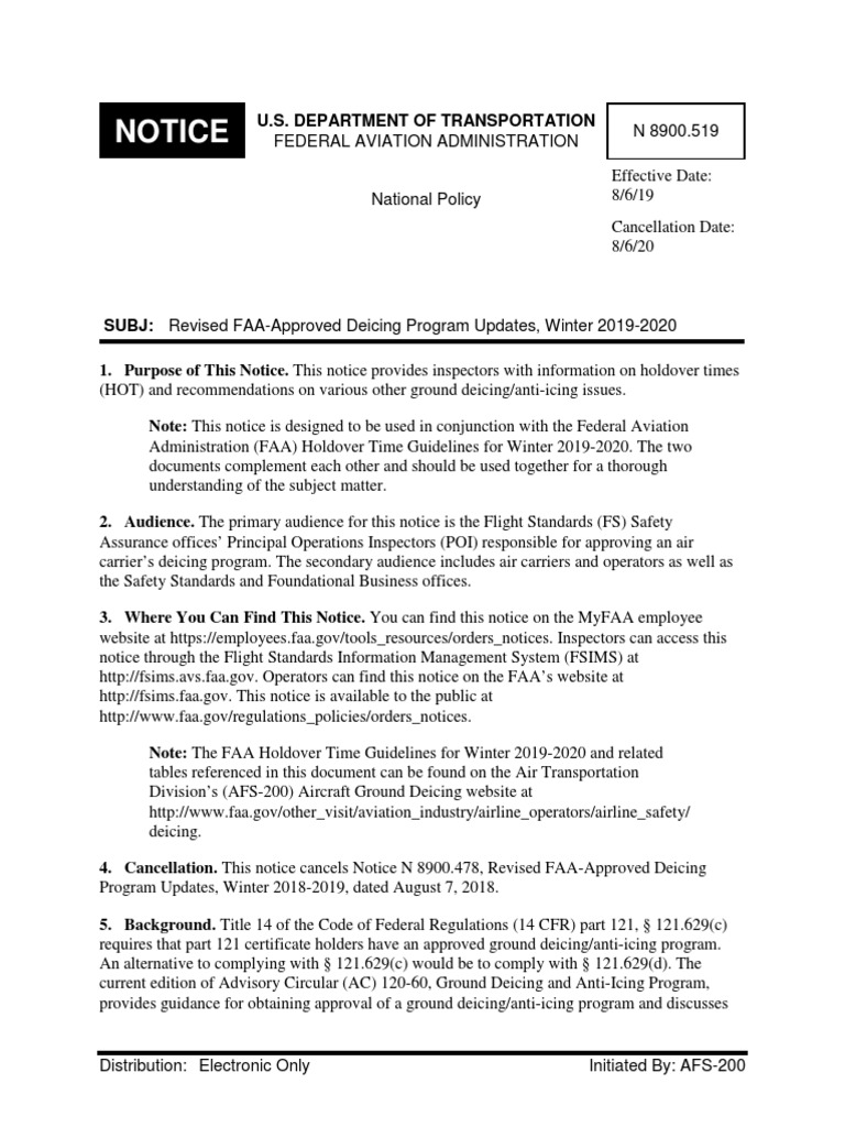FAA Holdover Times PDF Frost Hail