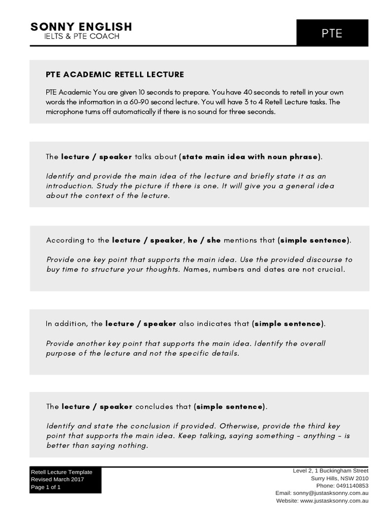 Sonny English PTE Template