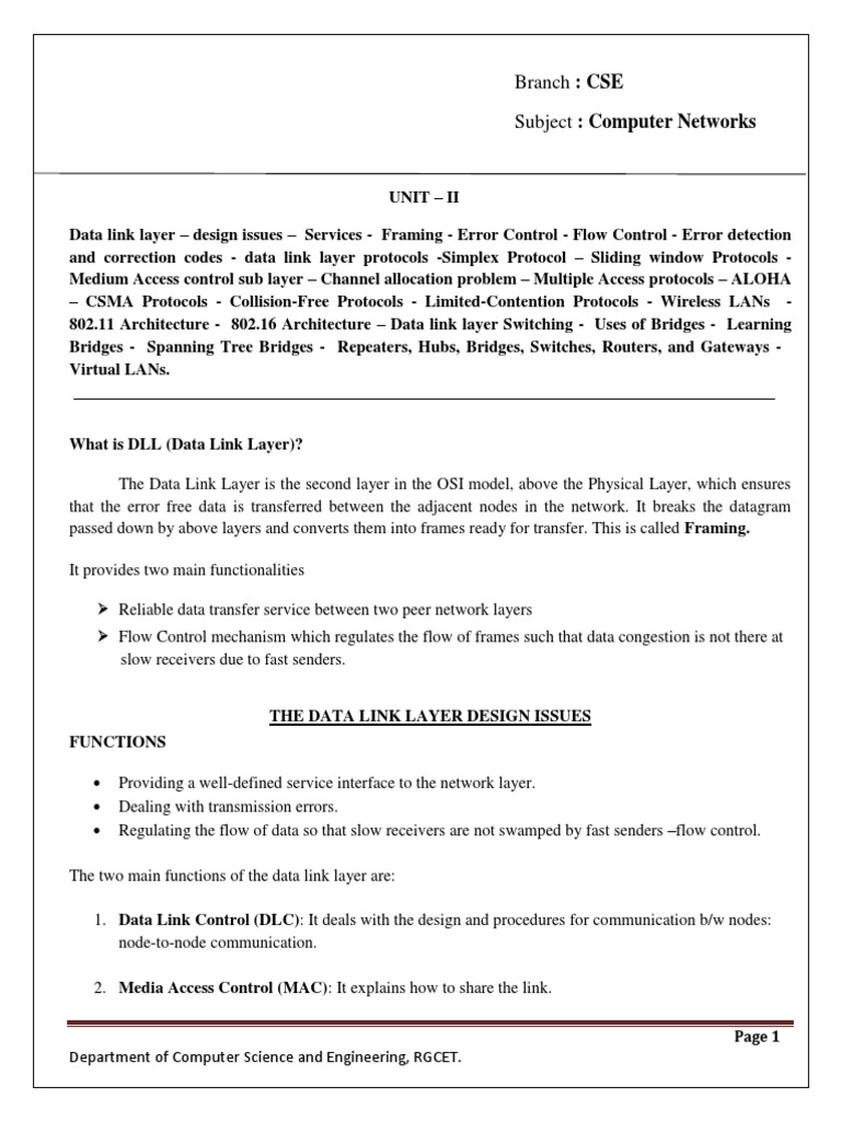 DCN 2 PDF | PDF | Transmission Control Protocol | Error Detection And ...