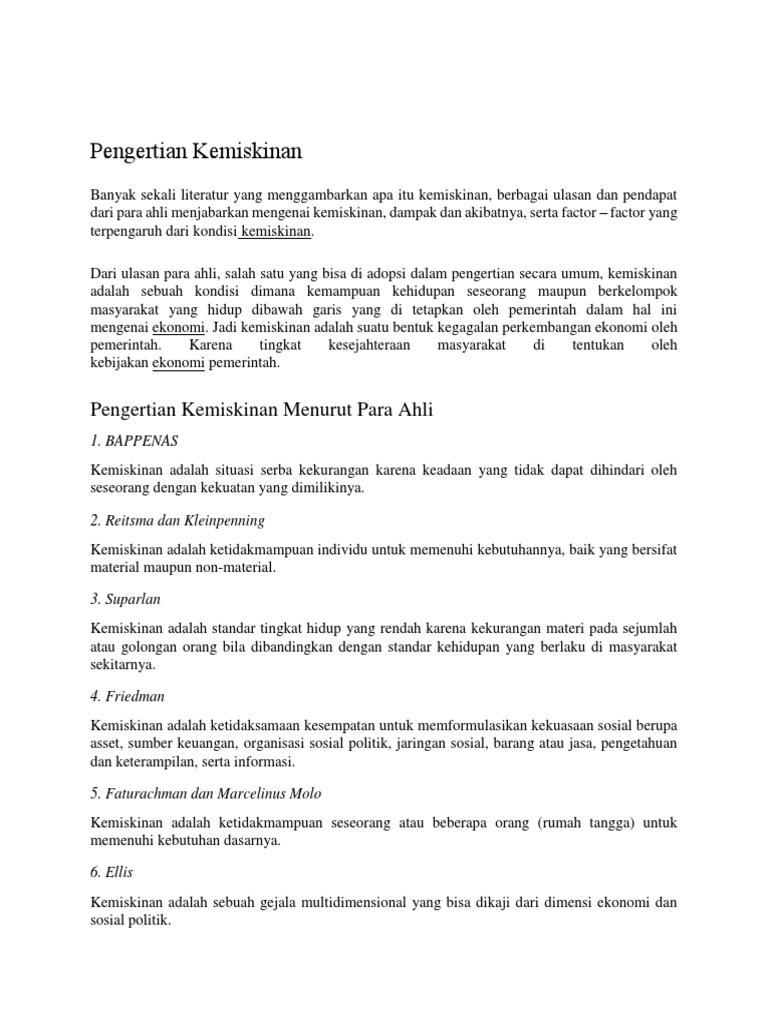 Pengertian Kemiskinan Pdf