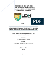 LOS MECANISMOS DE LA CULTURA TRIBUTARIA Y SU INCIDENCIA EN LA ELUSION DEL IMPUESTO A  LA RENTA EN LOS HOTELES EN EL DISTRITO DE AMARILIS 2019