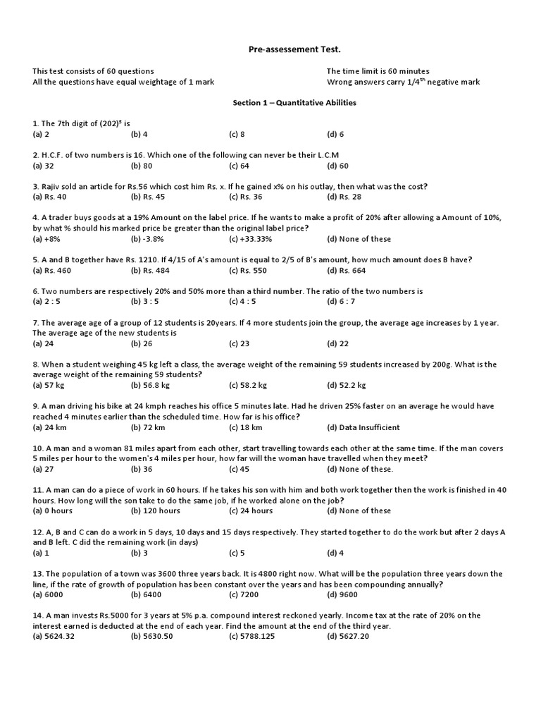 Group Evaluation Pre-Assessment Test | PDF | Competition Law | United ...