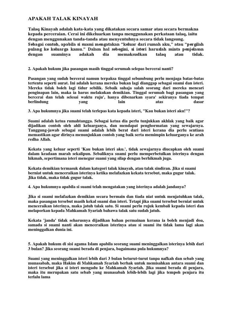 Apakah Talak Kinayah Pdf