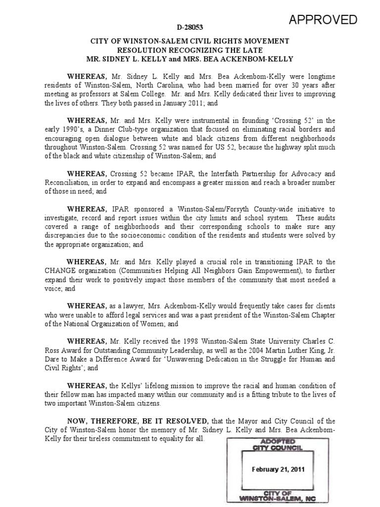 city of winston salem on City Of Winston Salem Resolution Honoring Crossing 52 Government Politics